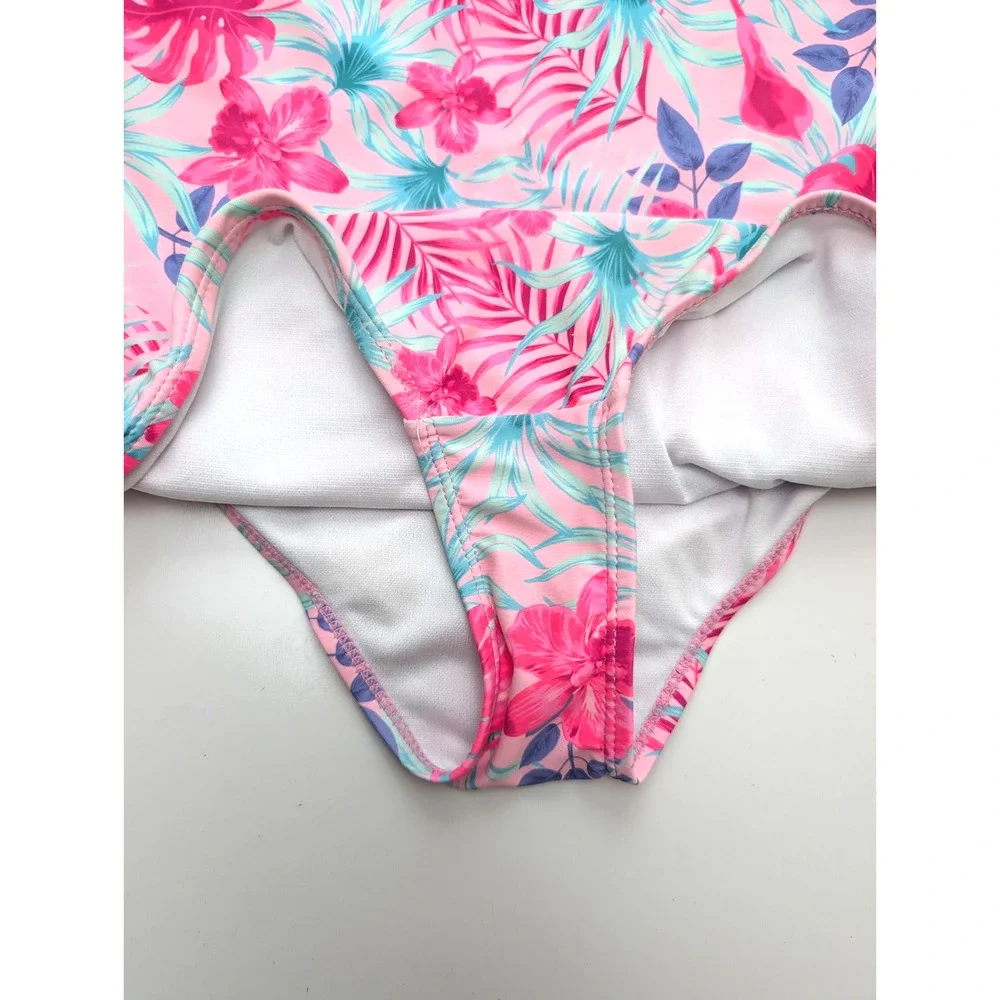 2 Girls ONE PIECE SWIM SUIT SIZE 16 BMAGICAL BY BTWEEN GIRLS PINK FLORAL MERMAID